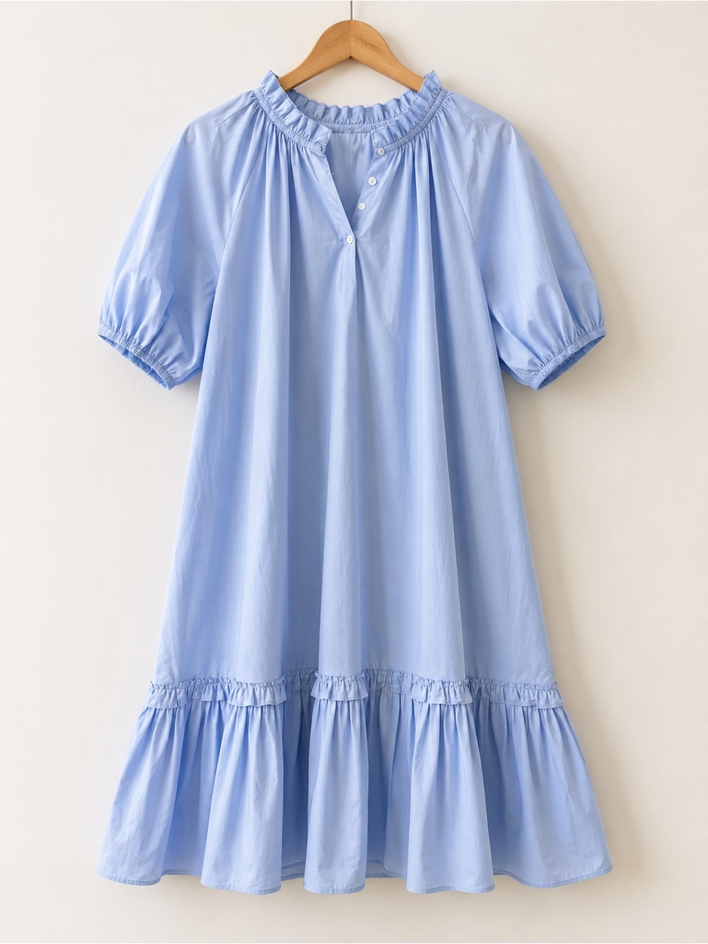 NWOT Light Blue Ruffle Hem Cotton Dress